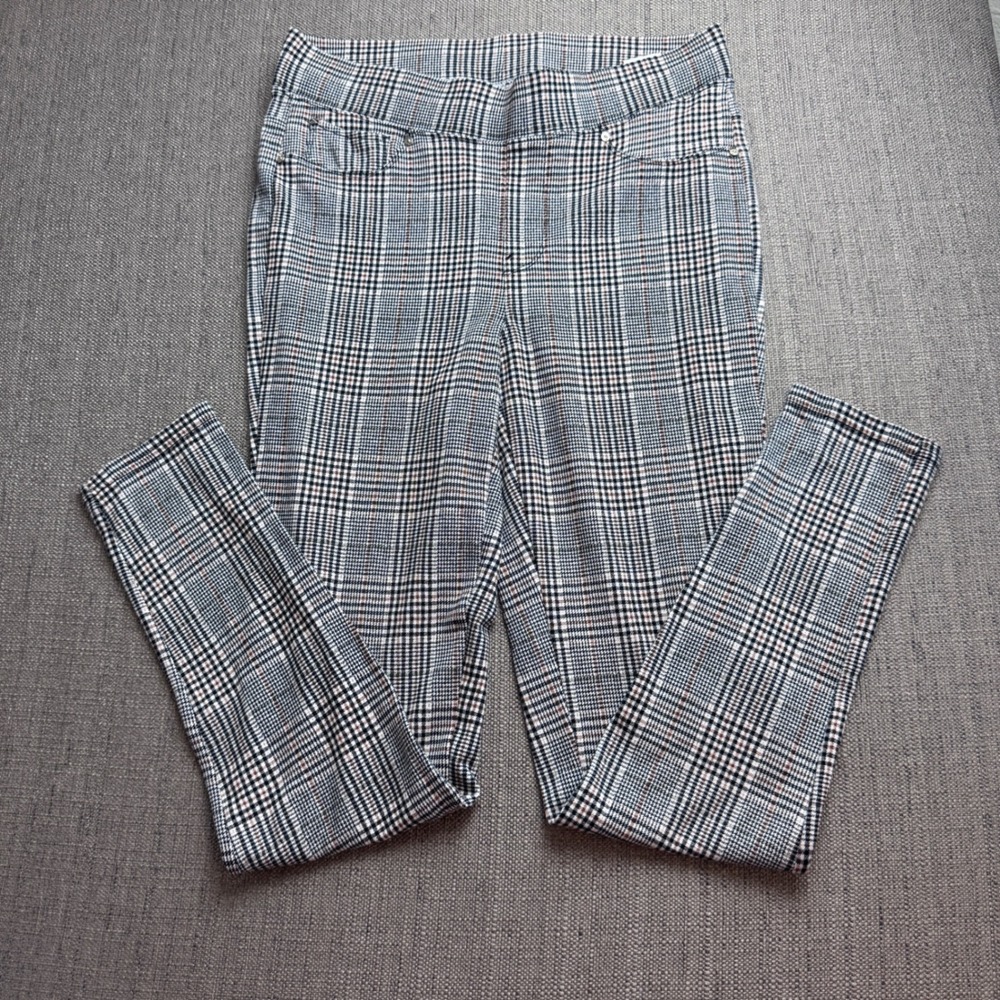 Seven7 Womens Glen Plaid Pull On Leggings Black Brown White Stretch Pants Size M